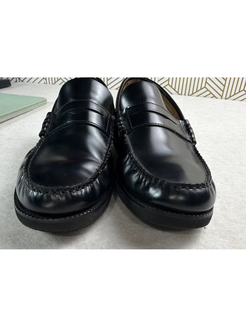 Fluchos Stamford F0047 Men's 7 Black Leather Penny Loafer Shoes Lightweight NWOB